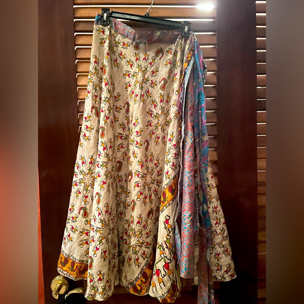 Reversible Sari Silk Wrap Skirt